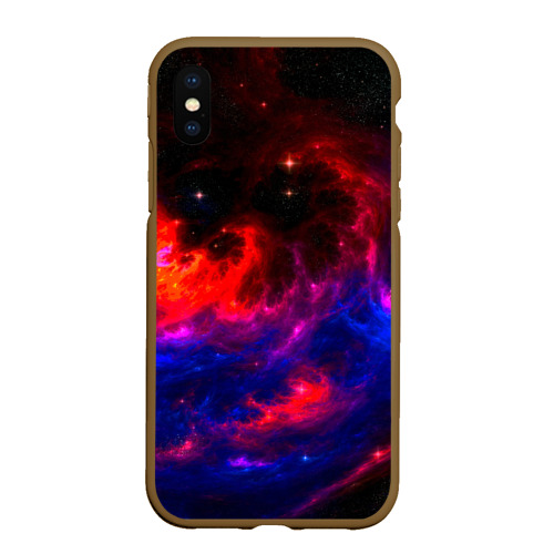 Чехол для iPhone XS Max матовый Космос, цвет коричневый