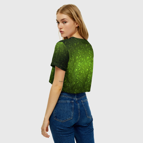 Женская футболка Crop-top 3D Зеленый узор, цвет 3D печать - фото 5