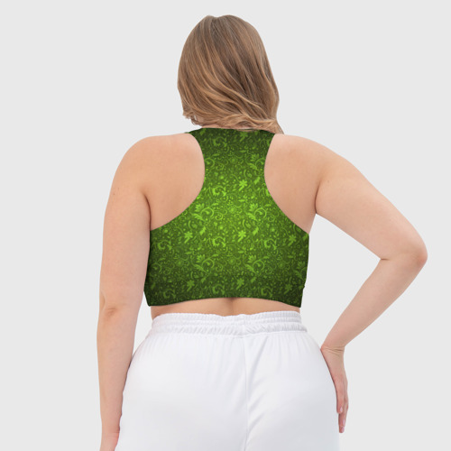 Женский спортивный топ 3D Зеленый узор, цвет 3D печать - фото 6
