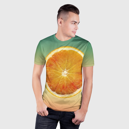 Мужская футболка 3D Slim Апельсиновый рай, цвет 3D печать - фото 3