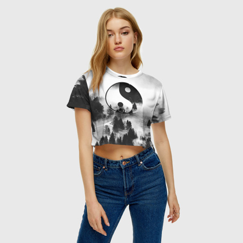 Женская футболка Crop-top 3D Гармония, цвет 3D печать - фото 4
