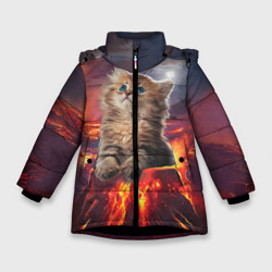 Зимняя куртка для девочек 3D Кот на вулкане