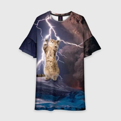 Детское платье 3D Кот и молния