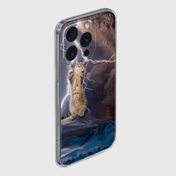 Чехол для iPhone 16 Pro Max силиконовый с защитой камеры Кот и молния - фото 2