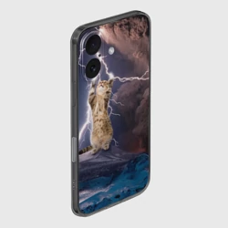 Чехол для iPhone 16 силиконовый с защитой камеры Кот и молния - фото 2