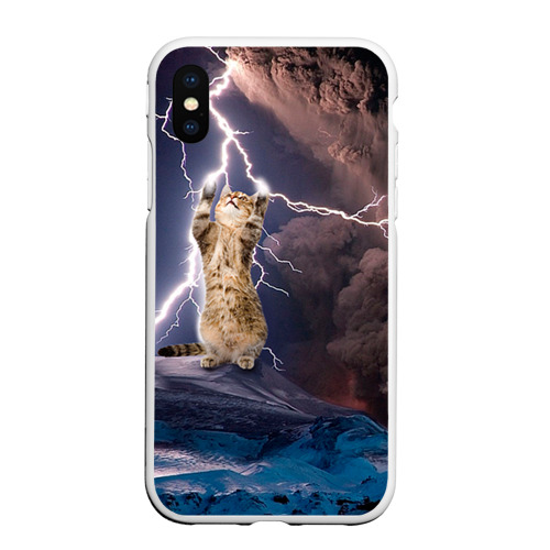 Чехол для iPhone XS Max матовый Кот и молния Фото 01 Чехол для iPhone XS Max матовый Кот и молния Фото 01
