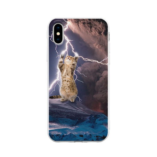 Чехол для iPhone X матовый Кот и молния Фото 01 Чехол для iPhone X матовый Кот и молния Фото 01