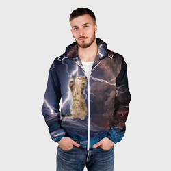 Мужская ветровка 3D Кот и молния - фото 2