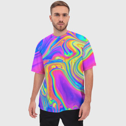 Мужская футболка oversize 3D Цветные разводы - фото 2