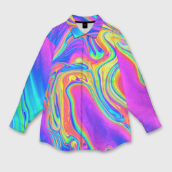 Мужская рубашка oversize 3D Цветные разводы