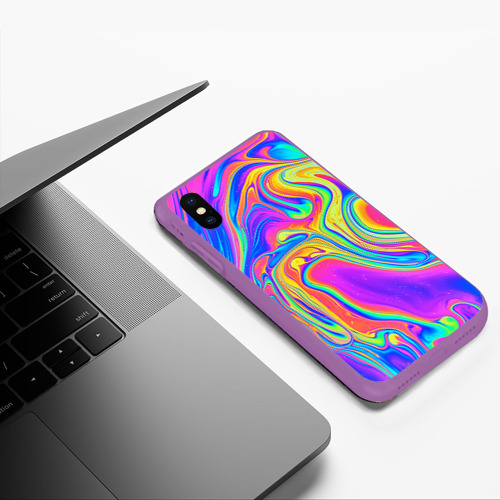 Чехол для iPhone XS Max матовый Цветные разводы, цвет фиолетовый - фото 5