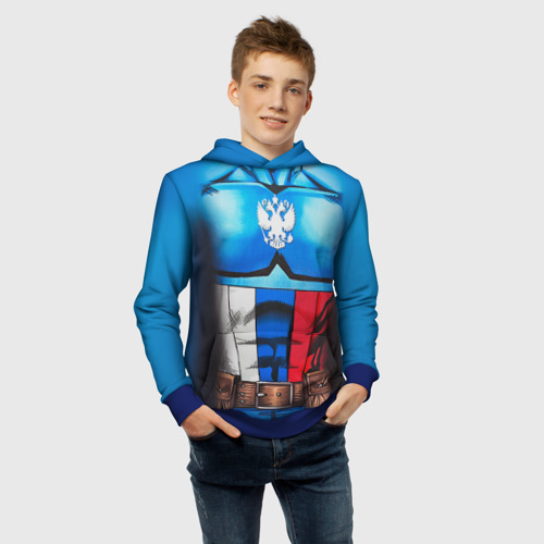 Детская толстовка 3D Капитан Россия, цвет синий - фото 6