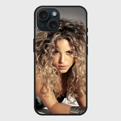 Чехол силиконовый для Apple iPhone 15 матовый Шакира - белые кудри