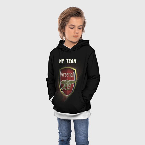 Детская толстовка 3D My team Arsenal, цвет белый - фото 3