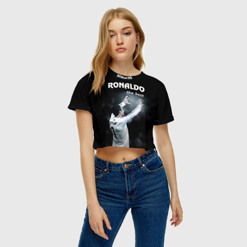 Женская футболка Crop-top 3D Ronaldo the best - фото 3