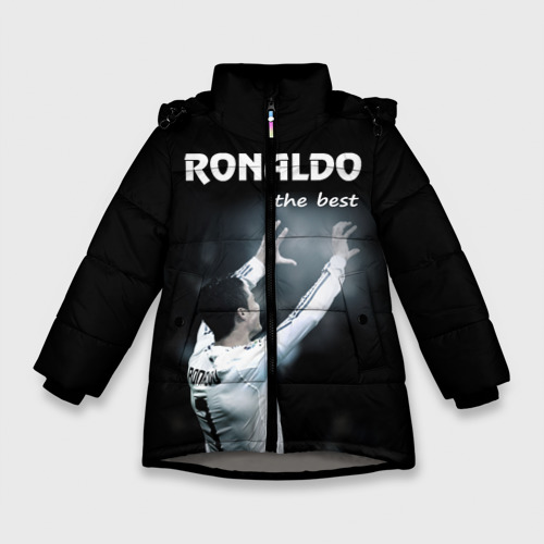 Зимняя куртка для девочек 3D Ronaldo the best, цвет светло-серый