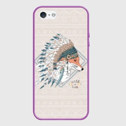 Чехол для iPhone 5/5S матовый Лиса в перьях