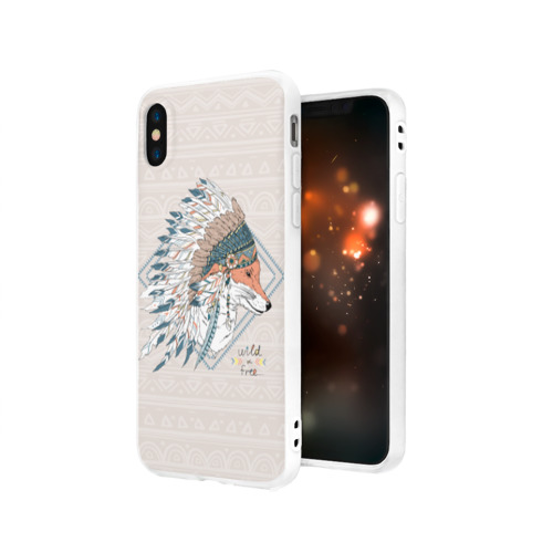 Чехол для Apple iPhone X силиконовый матовый Лиса в перьях Фото 01 Чехол для Apple iPhone X силиконовый матовый Лиса в перьях Фото 01