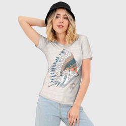 Женская футболка 3D Slim Лиса в перьях - фото 2
