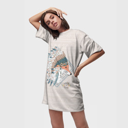 Платье-футболка 3D Лиса в перьях - фото 2