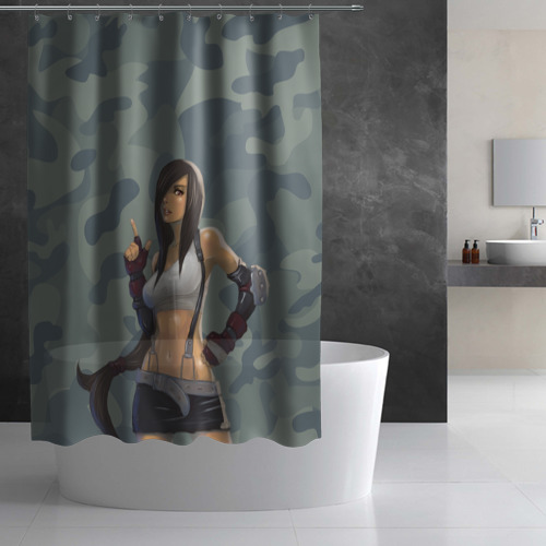 Штора 3D для ванной Военная девушка Тифа Локхарт - Final Fantasy - фото 2
