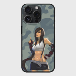 Чехол силиконовый для Apple iPhone 15 Pro Мax матовый Военная девушка Тифа Локхарт - Final Fantasy