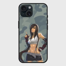 Чехол силиконовый для Apple iPhone 15 матовый Военная девушка Тифа Локхарт - Final Fantasy