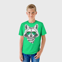 Детская футболка 3D Енот в очках - фото 2