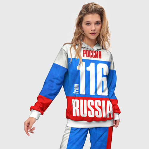 Женский костюм с толстовкой 3D Russia from 116 region, цвет белый - фото 3