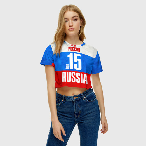 Женская футболка Crop-top 3D Russia (from 15), цвет 3D печать - фото 3