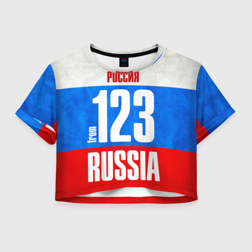 Женская футболка Crop-top 3D Russia (from 123), цвет 3D печать
