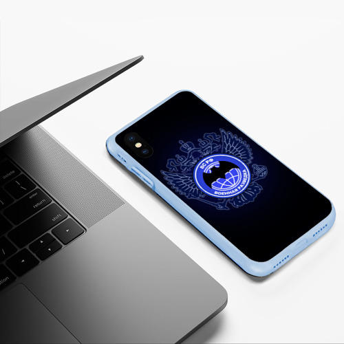 Чехол для iPhone XS Max матовый Военная разведка, цвет голубой - фото 5