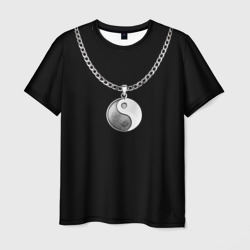 Мужская футболка 3D Инь-янь медальон на цепочке