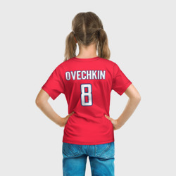 Футболка с принтом Washington Capitals Ovechkin для ребенка, вид на модели сзади №3. Цвет основы: белый