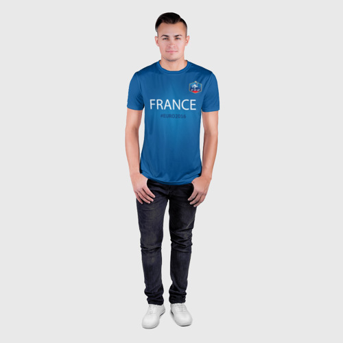 Мужская футболка 3D Slim с принтом Сборная Франции 2016, вид сбоку #3