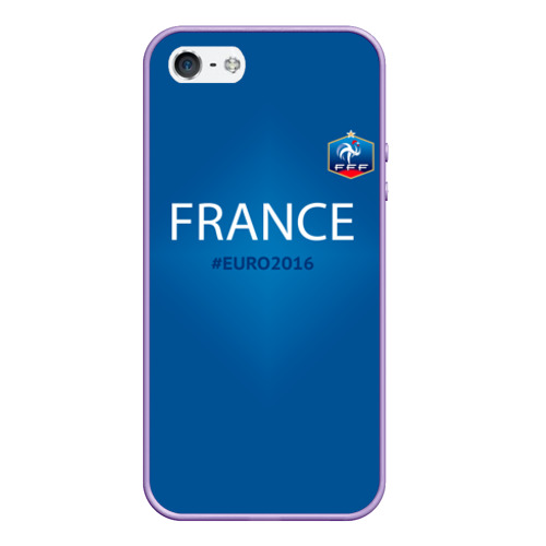 Чехол для iPhone 5/5S матовый Сборная Франции 2016, цвет светло-сиреневый