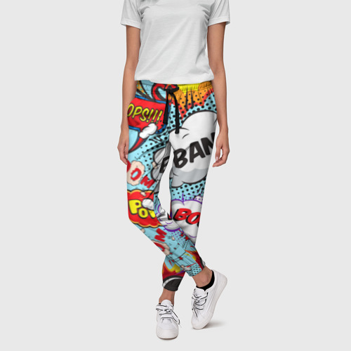 Женские брюки 3D с принтом Звуки битвы, фото на моделе #1