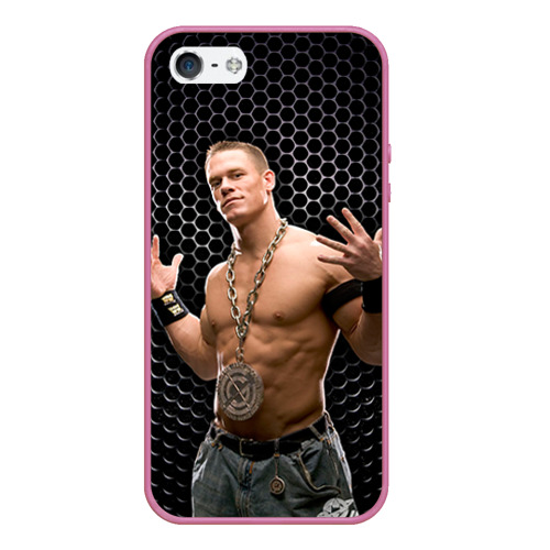 Чехол для iPhone 5/5S матовый John Cena, цвет малиновый