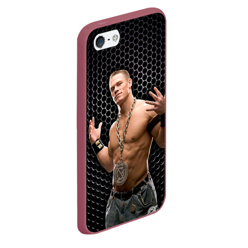 Чехол для iPhone 5/5S матовый John Cena, цвет малиновый - фото 3