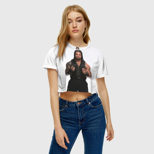 Женская футболка Crop-top 3D Roman Reigns, цвет 3D печать - фото 4