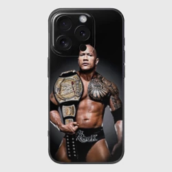 Чехол для iPhone 16 Pro силиконовый с защитой камеры Dwayne Johnson с поясом чемпиона