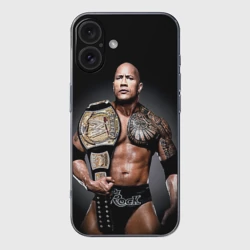 Чехол для iPhone 16 силиконовый с защитой камеры Dwayne Johnson с поясом чемпиона