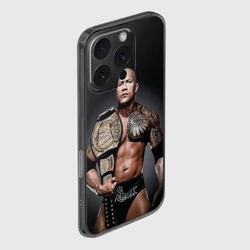Чехол для iPhone 16 Pro Max силиконовый с защитой камеры Dwayne Johnson с поясом чемпиона - фото 2