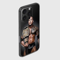 Чехол для iPhone 16 Pro силиконовый с защитой камеры Dwayne Johnson с поясом чемпиона - фото 2