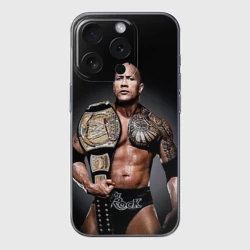 Чехол для iPhone 15 Pro силиконовый с защитой камеры Dwayne Johnson с поясом чемпиона
