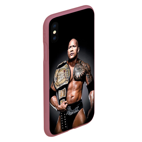 Чехол для iPhone XS Max матовый Dwayne Johnson, цвет малиновый - фото 3