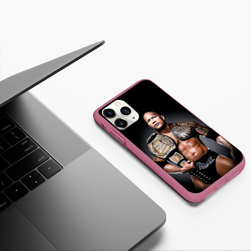 Чехол для iPhone 11 Pro матовый Dwayne Johnson, цвет малиновый - фото 5