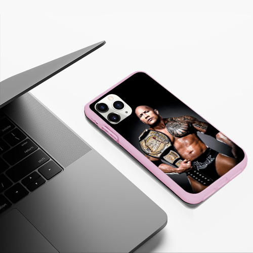 Чехол для iPhone 11 Pro Max матовый Dwayne Johnson, цвет розовый - фото 5