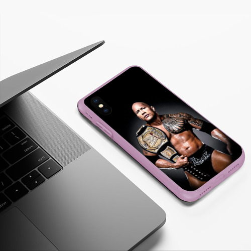 Чехол для iPhone XS Max матовый Dwayne Johnson, цвет сиреневый - фото 5