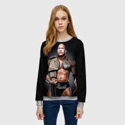 Женский свитшот 3D Dwayne Johnson с поясом чемпиона - фото 2